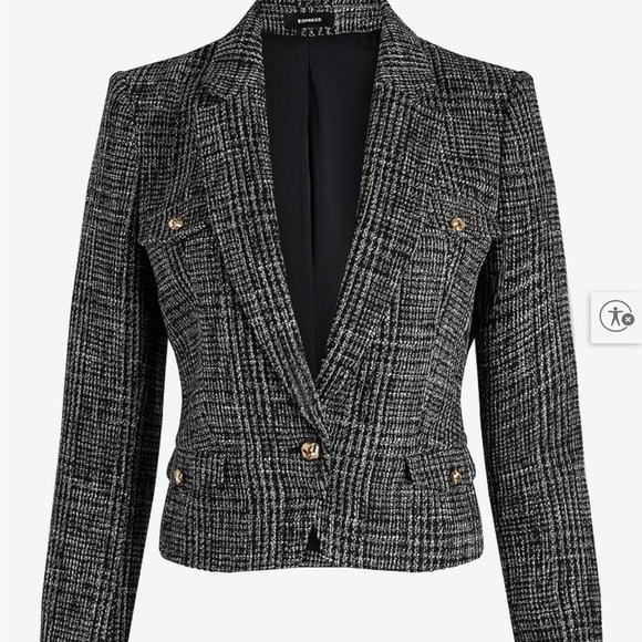 Express Black and White Textured Blazer - Picture 4 of 6
